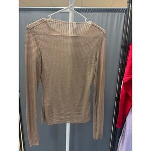 Sheer‎ Rhinestone Long Sleeve Top Sparkly Rhinestone Embellished Mesh Shirt